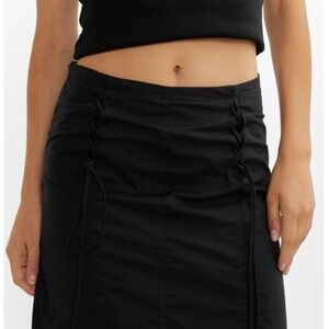 DEIJI STUDIOS The Double Lace Up Skirt Black Organic Cotton Poplin Midi 2024 XS